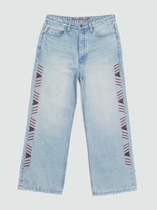 Rangi Wide-Leg Embroidered Tāniko Jean