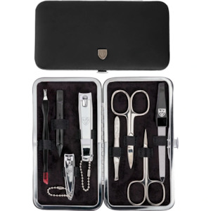 Three Swords 58372 Manicure Set, Black Leather