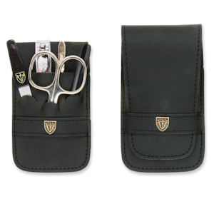 Womens Manicure Sets And Tools: Three Swords 56711 Manicure Set, Black Leather