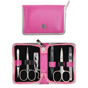 Womens Manicure Sets And Tools: Three Swords 5230 Leather Style Manicure Set, Pink