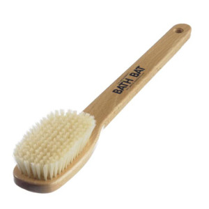 KENT Beechwood Pure White Bristle Bath Bat with Fixed Head