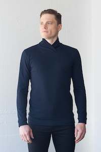 Our Knitwear: Wrap Neck Dark Text