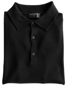 Fine Button Polo Black