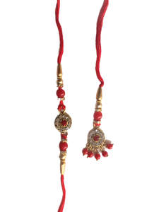 Bhaiya Bhabhi Red Colour Rakhi with stones