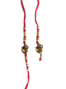 Bhaiya Bhabhi Rakhi: Bhaiya Bhabhi Peacock Golden Rakhi