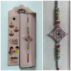 All: Ganesh Brand - Pink Rakhi with Message Card