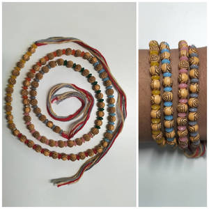 All: Long Thread with Wooden Beads Multi Colours