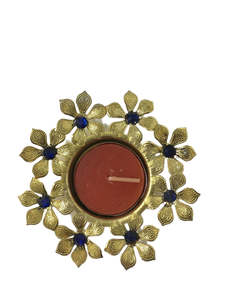 Diwali: Diwali Diya Tealight Candle Holder Golden Flowers