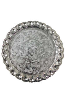 Silver Thali - Puja Thali with beautiful Floral Patterns Extra Large