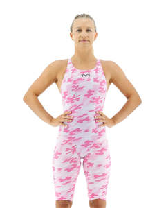 TYR Women's Pink/White Camo Thresher Open Back Swimsuit