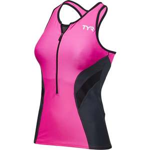 Clearance: TYR WOMEN'S COMPETITOR TRI TANK - PINK/GREY