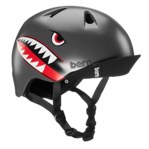 Helmets: Bern Nino Satin Grey Flying Tiger w/ Flip Visor