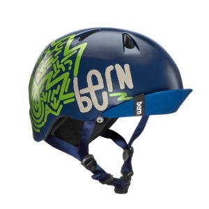 Helmets: Bern Nino Satin Navy Blue Zig-Zag w/ Flip Visor