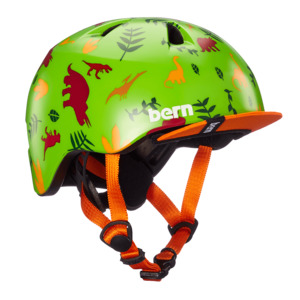 Bern Tigre Satin Green Dino w/ Visor – XXS