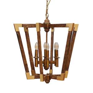 Frontpage: Amalfi Hanging Light in Wood with brass look details