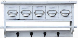 Antiques: 5 Draw Wall Cabinet