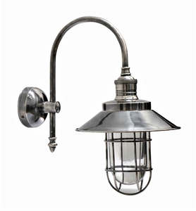 Lamps And Chandeliers: Outdoor IP54 Brushed Pewter Style Cage Wall Lamp