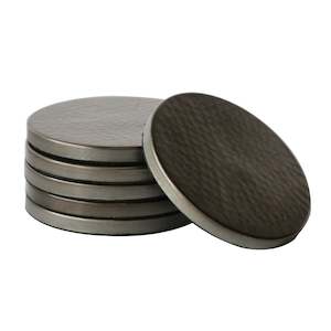 Coasters: Hammered  Coasters Pewter Finish