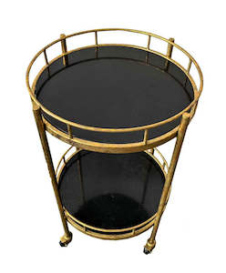 Furniture: Drinks Trolley - Antique Brass Trolley Marble Top