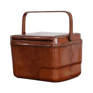 Leather Picnic/Cooler in Dark Walnut