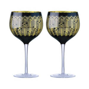 Midnight Peacock Gin Glasses