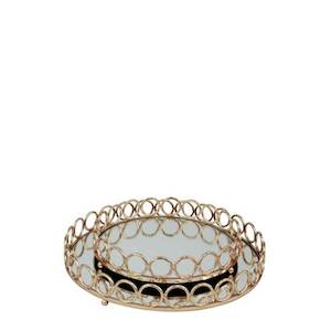Trays: Luxe Decorative Round Large Tray with Circle Detail