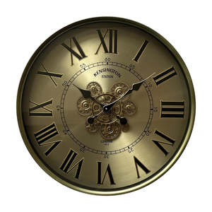 Clocks: Round Champagne Gear Clock