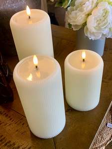 Candle LED Ribbed Flameless Pillar Candle - small