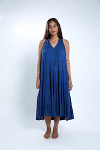Dresses Ladies: Navy Blue Tiered Midi Dress
