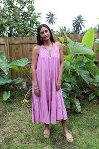 Pink Tiered Midi Dress