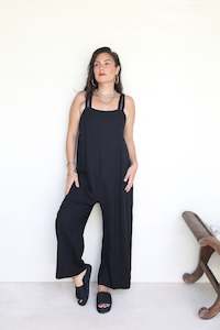 Jumpsuits And Pants Ladies: Black Minar Jumpsuit