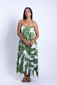 White heliconia Garden Motu Maxi Dress