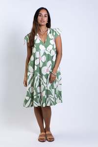 Green Garden Tia V Neck Dress