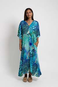 Ladies: Indigo Parrot Rene Kaftan