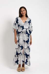 Ladies: Navy Shell Rene Kaftan
