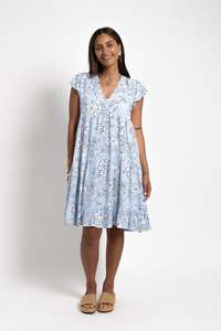 Sky Blue Tia V Neck Dress