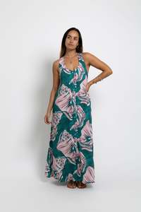 Ladies: Jade Conch Shell Tara Button Front Maxi Dress
