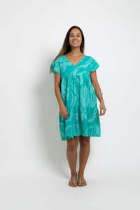 Ladies: Jade Aqua Coconut Swell Pauline V Neck Dress