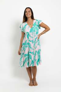 Pink Jade Coconut Swell Tia V Neck Dress
