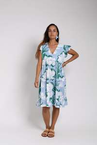Ladies: Summer Blue Taina Tia V Neck Dress