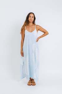 Ladies: Sky Blue Fern Manu Maxi