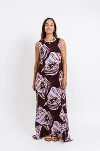 Ladies: Burgundy Conch Shell Mere Maxi Dress