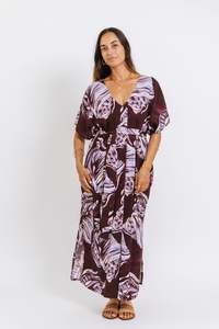 Ladies: Burgundy Conch Shell Mana Kaftan