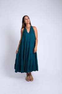 Ladies: Ocean Green Tiered Midi Dress