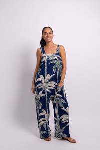 Ladies: Navy Coco Palm Minar Jumpsuit