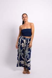 Navy Coco Palm Cropped Grace Pant