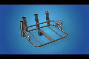 Boating Accesories: Small bait station with 4 x rod holders and 1 x can holder mounts on top of your 2” 50.8mm ski pole