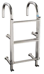 Stainless Steel 290mm wide 4 tread round step thru ladder angled transom