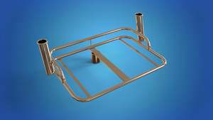 Fishing Accesories: Stainless Steel Small bait station with 2 x rod holders mounts on top of your 2” 50.8mm ski pole