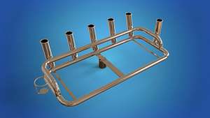 Fishing Accesories: Stainless Steel Large bait station 6 x rod holders 1 x can holder mounts on top of your 2” 50.8mm ski pole